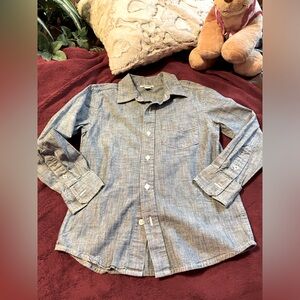 Old Navy Denim Chambray Lg Sleeve point collar Shirt pocket and frt button SZ:S